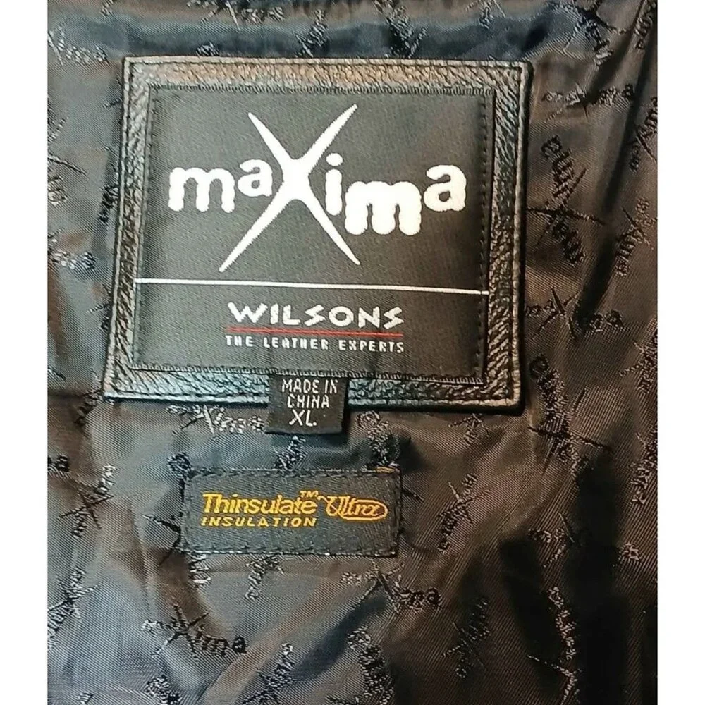 Vintage Wilsons MAXIMA Leather Jacket Womens XL Black Retro 90s Belted Button Up - Picture 6 of 6